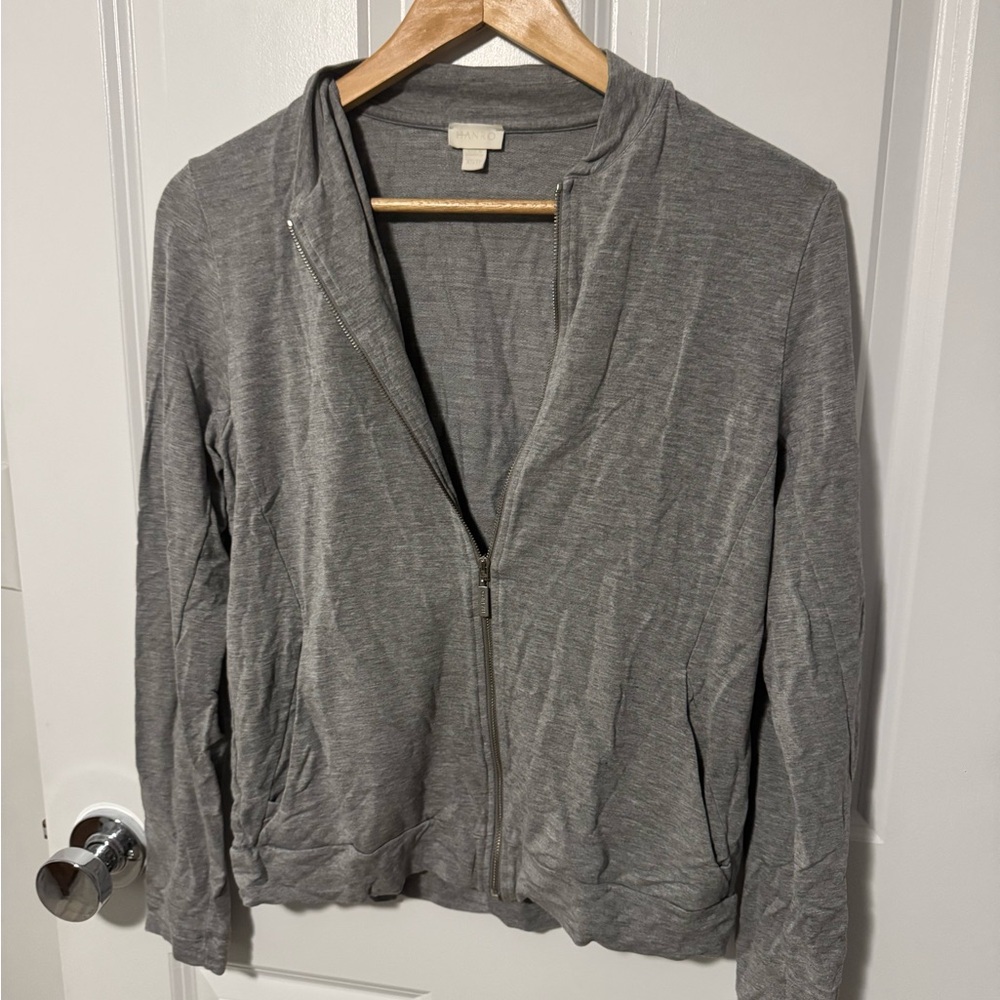Hanro Heather Gray Zip-Up Top